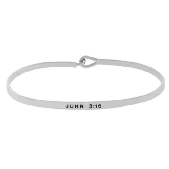 POSH CHRONICLES Jewelry - JOHN 3:16 ENGRAVED BANGLE BRACELET